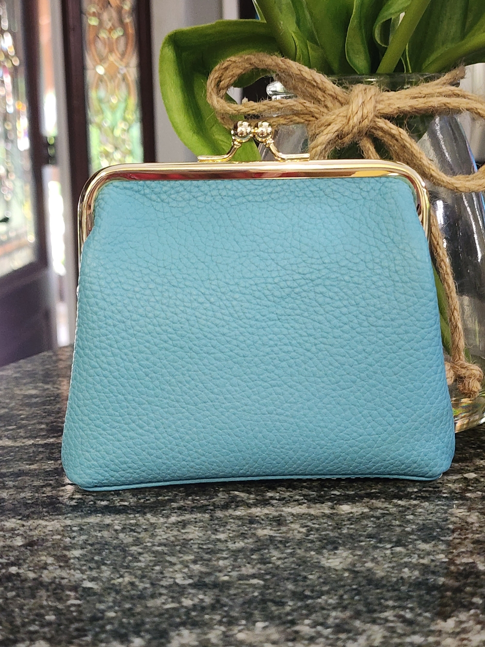 Dooney & Bourke Pebble Leather Kiss-Lock Coin Purse - Turquoise - Picture 3 of 7